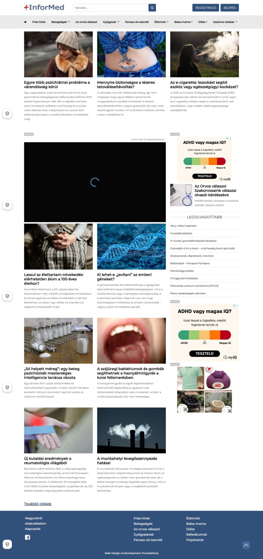 Informed - Orvosi tudásmegosztó platform modern, reszponzív UI-val