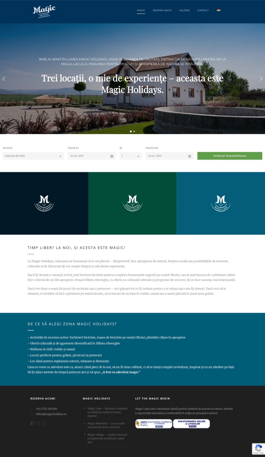 Magicholidays - Rendezvény terem, tóparti házikó, halászpozíció és szállás foglaló oldal