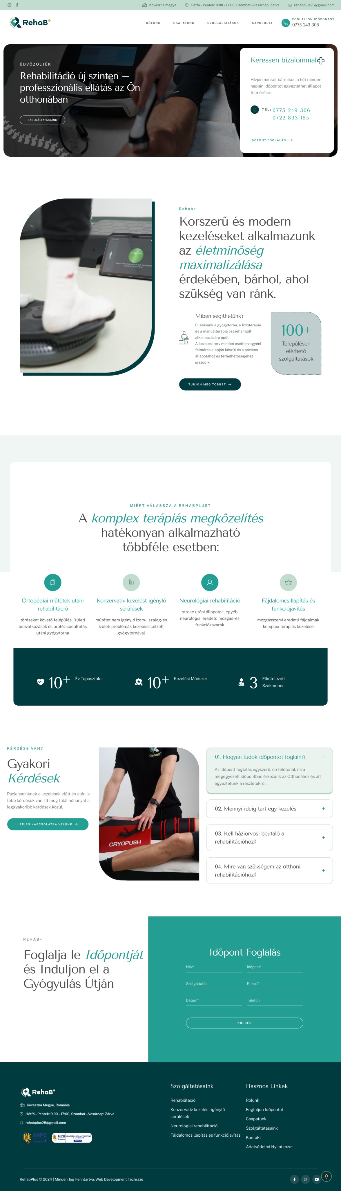 Rehab Plus - Site de prezentare medicală cu interfață admin personalizată