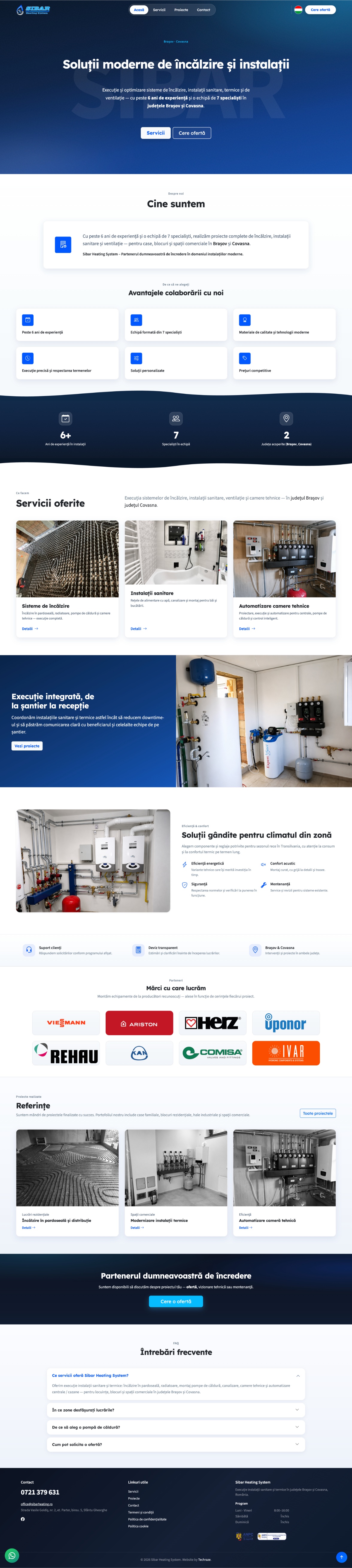 Sibar Heating - Site de prezentare pentru instalații sanitare și termice