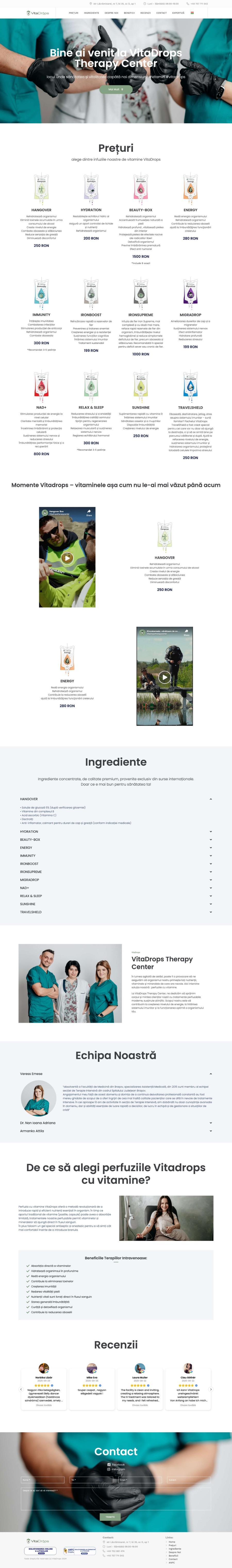 VitaDrops - Orvosi bemutató oldal egyedi admin felülettel